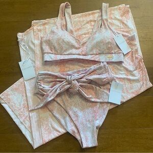 Intimo Pink and White Bikini Set with Vintage Charm